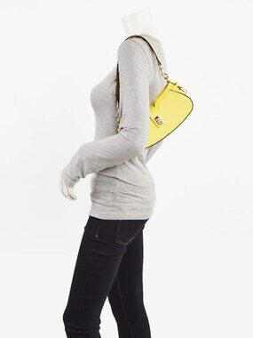 Gucci Yellow GG Canvas/Leather Mini Moon Side Shoulder Bag